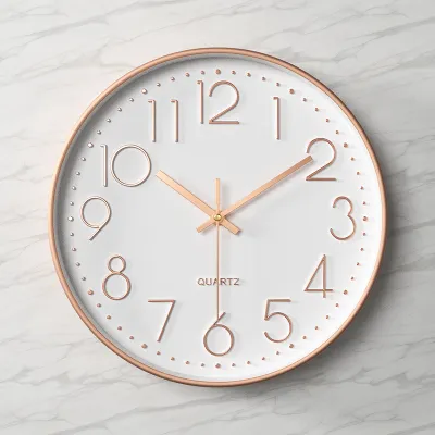 ZETAO | Silent Quartz Clock Large Numbers Living Room Bedroom Grey Simple Modern Hole-free Installation
