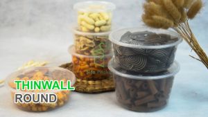 Thinwall Mangkok Bulat Datar Round + Tutup 300ml 400ml 450ml 650ml 750ml 1000ml tempat Makanan Wadah Plastik Baso Mie Bubur isi 25 pcs
