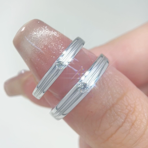 LAZO DIAMOND Lovelit Promises Stripe Diamond Wedding Bands in 375/9K White Gold