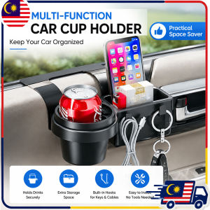 🇲🇾(Malaysia Stock)2Pcs Car Door Window Organizer with Cup Holder & Phone Slot Hanging Storage Rack Drink Holder Universal Auto Interior Accessories for Vehicle Interior