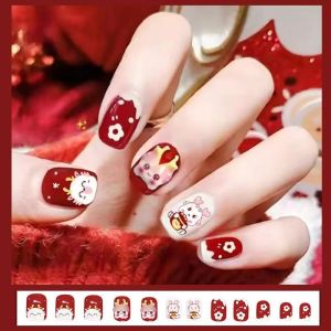 CHUBEISHI | Red Chinese New Year Style Lions Childrens Nail Decorations 2-8 Years