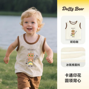 Childrens Summer Thin Cotton Vest Sleeveless T-Shirt Baby Fashionable Pure Cotton A-Class Trendy Top Casual Style round Neck