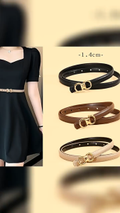Korean Fashion Women’s Leather Belt with Gold Buckle