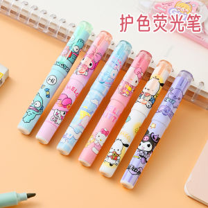 [Hàng có sẵn] Sanrio Kuromi Highlighter 6 cái Bút Đánh Dấu màu bảo vệ mắt giá trị cao đóng hộp Bút Đánh Dấu trái tim cô gái