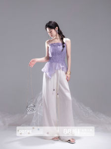 Laid-back Walking Trousers Stripe Wide Leg Pants