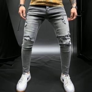 PatchPeek RippedArt Denim jeans celana panjang