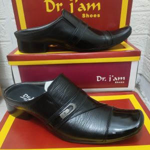 SEPATU SANDAL BUSTONG KULIT PRIA DR. IAM B. 6002 HITAM ( PRODUKSI SENDIRI )