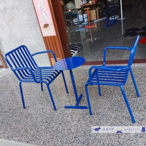 Blue Outdoor Table And Chairs Set Casual Cafe Garden Sun Protection Balcony Small Table And Chair Internet Famous Courtyard Open Air Chairs