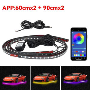RGB Car Underbody LED Strip Light Flexible Chassis Neon Atmosphere Lamp APP Control Auto Decor Light For SUV Off Road Vehicle