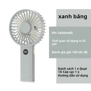 Quạt USB Mini Cầm Tay Di Động Với Pin Sạc 3600mAh Đèn Ngủ Điều Khiển Tốc Độ Vô Cấp - Quạt Làm Mát Cá Nhân