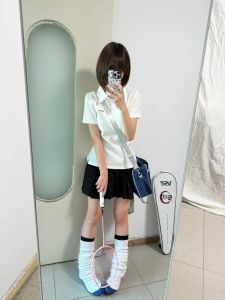 เสื้อโปโลแขนสั้นผู้หญิงฤดูร้อน เสื้อเชิ้ตเอวสูงปักลายสไตล์ญี่ปุ่น ชุดเสื้อยืดคอกลม คอลเลกชั่นฤดูร้อน เสื้อผ้าทำงาน