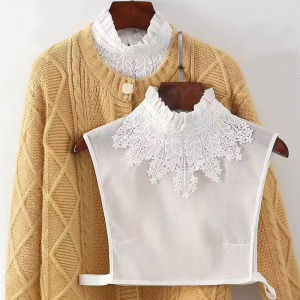 Summer Thin Lace Fake Collar Womens Ruffles Stand Shirt Detachable Decorative Collar for Sweater Dress Base Layer False Collar