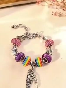 ABS Jewelry Kit with 64PCS Beads for Bracelets Charm Friendship Teen Girl Kit Gelang Tangan Perhiasan Kanak-Kanak Perempuan