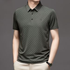 ROMON | Lormen Mens Short Sleeve Polo Shirt Ice Silk Quick Dry Casual Turn-down Collar Summer Fashionable Polyester Spandex Blend