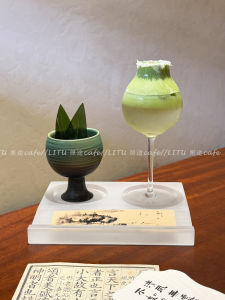 New Chinese Style Creative Cocktail Glass Set with Acrylic Tray High Footed Wine Glasses Coffee Cups Set Vintage Japanese Style