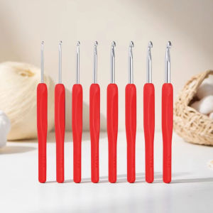 8Pcs Red Crochet Hooks Crochet Yarn Knitting Needle Hook Knitting Tool Set DIY Knitting Tool 2.5-6.0mm Random Color Shipping