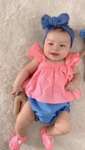 JULIE SET baju celana bandana sepatu pakaian anak bayi perempuan cewek lucu murah terlaris cod berkualitas owen baby shop