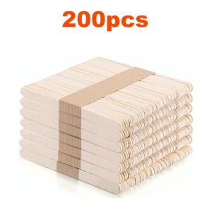 100/200pcs Natural Wooden Ice Cream Popsicle Sticks Wood Stick Ice Cream Spoon Hand Art Ice Cream Ice Cube Lollipop Cake Tools