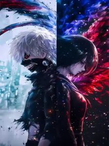 Bandai | T-Tokyo Ghoul Anime 5D DIY Full Square Round Diamond Painting Home Living Room Bedroom Aesthetic Bar Decoration Gift