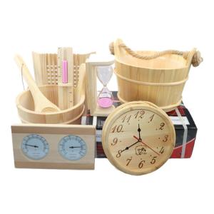 Poolmate | Sauna Stone Sauna Heater Wooden Bucket Wooden Ladle Humidity Meter Hourglass Lampshade