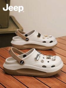 รองเท้าแตะส้นหนาสำหรับผู้หญิง JEEP ฤดูร้อน 2025 รองเท้าแตะแบบสวมลำลองสำหรับใส่กลางแจ้งในฤดูร้อน กันลื่น รองเท้าแตะชายหาด รองเท้าแตะแบบสวมครึ่งนิ้ว