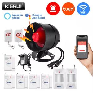 KERUI | KERUI Siren Alarm System Tuya Smart WiFi 110db Loudly Speaker Alarm Burglar Home Security Alarm With Motion Door Window Sensor