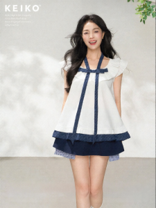 KEIKO | Flounce Collar Butterfly Tie Sleeveless Shirt