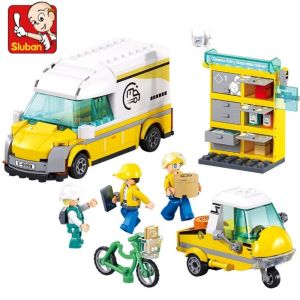 Sluban 255pcs City Express Processing System Blocks Container Vehicle Car Creation Building Bricks Educational Toys for Children
