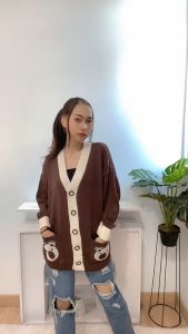 [Basica Moda] 825 Atasan Top Outer Cardigan Wanita Bear Rajut Import
