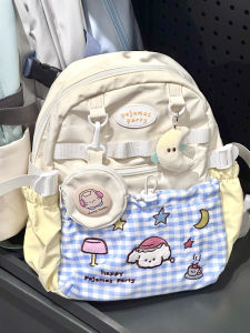 Korean Style Large Capacity Backpack School Bag Travel Bag for High School Students Cute Casual Nylon Waterproof Zipper Womens Backpack