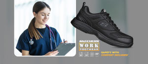 Skechers สเก็ตเชอร์ส รองเท้าผู้หญิง รองเท้าผ้าใบ Women Work DLux Walker Slip Resistant Shoes - 108018-BLK รุ่น Memory Foam Skech-Foam Relaxed Fit รุ่น Slip Resistant