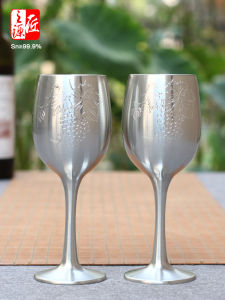 Handmade Pure Tin Wine Glasses Set High Foot Red Wine Cup for Business And Home Use from Jiansheng Metal Craft