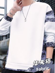 ROMON | Romon Heavyweight Hoodie Long Sleeve Round Neck Mens T-shirt Fake Two-Piece Upper Body Fashionable Urban Style Casual Loose Fit