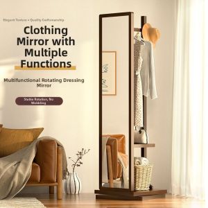 OME | Rotatable Full-length Mirror with Hanger and Coat Rack