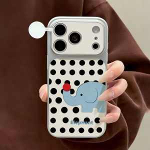 Cute Polka Dot Elephant Leather Phone Case For iPhone 17 Pro Max 17 16 15 13 12 Pro Max 14 12 11 Shockproof Bumper Fundas Cover
