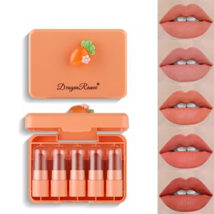 Bộ Son Dưỡng Môi Dragon Ranee Five Chất Lì Nhung Lâu Trôi Không Dính Cốc Làm Trắng Da Hiệu Ứng Trang Điểm Bóng Môi.