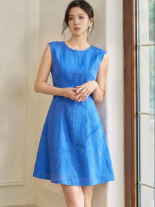 Roey s house | Đầm Linen Màu Sắc Tinh Khôi Dành Cho Nữ Không Tay Ôm Dài Trung Bình