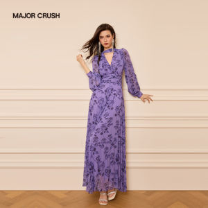 Romantic Purple Elegant Slim Dress Long Skirt