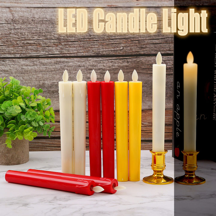1 Pair Long Pole Electronic Candle Light Flameless Night Light Romantic