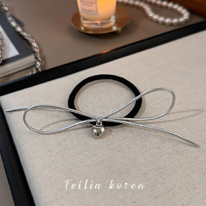 Silver Butterfly Knot Hair Ties Heart Pendant Sweet Cool Girls High Ponytail Headbands Hair Accessories New 2025 High-End Feel