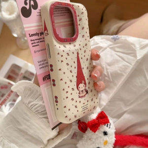 Cute Cartoon Bear Animal iPhone 16 pro Case Creative Apple 16 New Model 15 Womens Style Leather Texture Protective Anti-Fall Lanyard