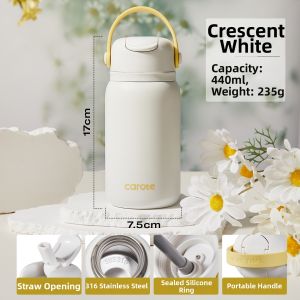 CAROTE | With Straw Ceramic Coated Insulated Cup