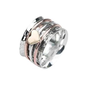 925 Sterling Silver Spinner Flowers Ring for Women Fidget Anxiety Relief Band Meditation Rings
