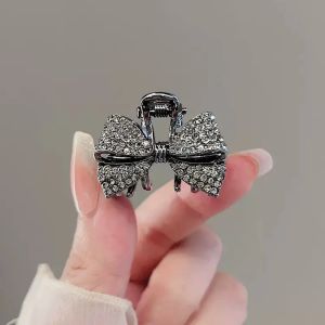 High-end Full Rhinestone Bow Small Hair Claw Princess Head Top Clip Temperament Mini Clip Womens Korean Style Hair Accessories