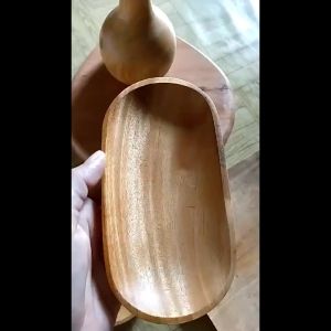 PROMO BISA BAYAR DITEMPAT - COD Piring Sushi Oval 16cm Kayu Mahoni Estetik Premium Termurah