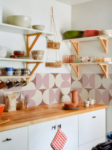 Nhãn Dán Tường Chống Thấm Nước Dày Phong Cách Cổ Điển Cho Phòng Tắm Thiết Kế Bếp Trang Trí Nhà PVC Chất Liệu Phẳng