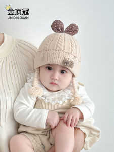 Princess Style Knitted Baby Girl Hat Warm Cozy Knitwear Breathable Comfortable Non-Folding Spring Autumn Winter Cap for Infants