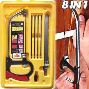 8-in-1 Multifunctional Hand Saw Kit Steel Hacksaw Set for Metal Wood Glass 6-Blades DIY Woodworking Crafting Metalworking Tools
