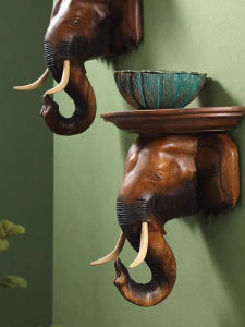 TAIMUJIA | Hand-carved Wooden Elephant Wall Decor Southeast Asian Style