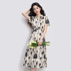 La Chapelle | Đầm Áo Sơ Mi In Họa Tiết Sang Trọng
